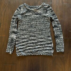 Fluffy black and white knitted sweater in small